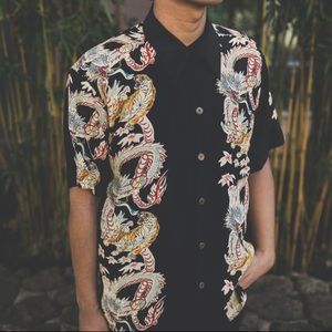Avanti Dragon and Tiger Print Button-Up Shirt